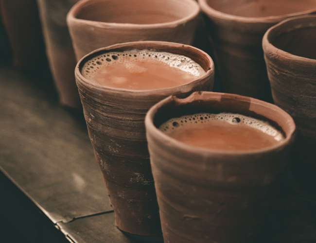 Chai Tea in Brown Cups